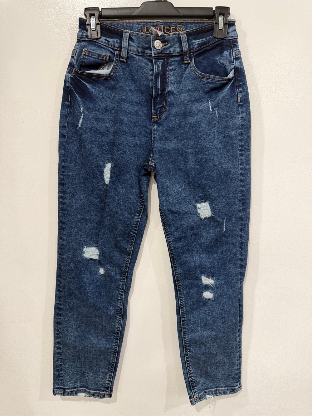 Justice Mini Mom Distressed Dark Wash Jeans Girl’s Size 16